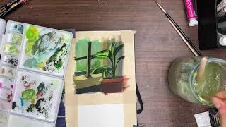 Gouache Painting  Window Plant [upl. by Atinauq664]