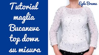 Tutorial maglia Bucaneve top down raglan ferri circolari [upl. by Churchill732]