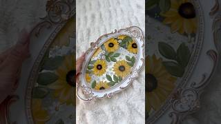 Painting a Mirror Tray  CAMILLA CREATIONS camillacreations acrylic resinart flowers painting [upl. by Akimyt]