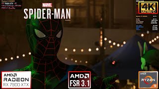 Spiderman RX 7900 XTX Ryzen 9 5900X 4K Ultra Settings FSR 31 Quality [upl. by Tannen]