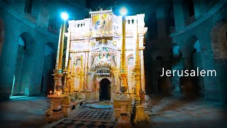 JERUSALEM Tomb of JESUS at NIGHT Church of the Holy Sepulchre [upl. by Alaunnoif475]