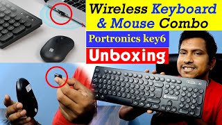 portronics key6 combo unboxing review  wireless keyboard and mouse connect to pc [upl. by Adnalay144]