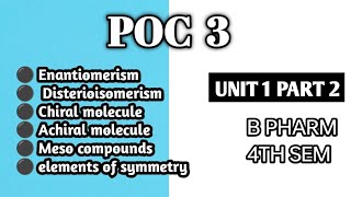 Enantiomerism  Disterioisomerism  Elements of symmetry  Meso compounds  Chiral molecule [upl. by Sivi]