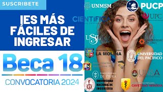 💪Las UNIVERSIDADES Más Fáciles De Ingresar Para BECA 18 2024😎 Ingreso Gratis🤑 [upl. by Ntsud]