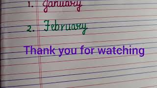 January February in cursive handwriting in four line notebook for kids [upl. by Eusoj]