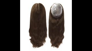 16inch Natural Color 7quot9quot Transparent PU Virgin Human Hair Topper [upl. by Launamme724]