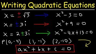 Writing Quadratic Equations In Standard Form Given The Solution [upl. by Wina]