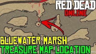 RED DEAD ONLINE BLUEWATER MARSH TREASURE MAP LOCATION  RED DEAD REDEMPTION 2 [upl. by Nihs]