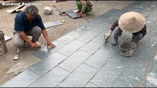 Traditional Craft Techniques of Master Workers Building Ceramic Bricks on a Wonderful Courtyard [upl. by Iain]