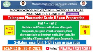 Telangana Pharmacist GradeII exam Preparation II Unit 4  part 2 II Unit 110 exam preparation [upl. by Camile]