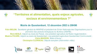 12 dec  20h00  Territoires et alimentation quels enjeux agricoles sociaux et environnementaux [upl. by Ardnaiek]