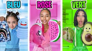 BLEU VS VERT VS ROSE Chasse aux FOURNITURES SCOLAIRES 2024  Rentrée Scolaire Back to school [upl. by Joslyn266]