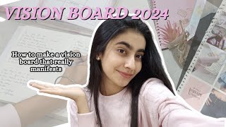 HOW TO MAKE A VISION BOARD THAT ACTUALLY WORKS FOR 2024 Making my 2024 vision board vlogGagan Kaur [upl. by Nanaek]