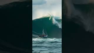 Can This Small Boat Survive a Massive Wave ship scaryocen bigwaves [upl. by Eihtak916]