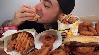 VARTANFRESH ASMR BITES ONLY CHEESEBURGERS ONION RINGS AND FRIES ASMR [upl. by Lodge]