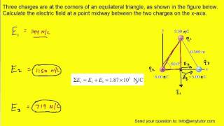 Three charges are at the corners of an equilateral triangle as shown in the figure below Calculate [upl. by Elkraps611]