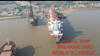 ALANGSHIP BREAKING YARD DRONE BIRD EYE VIEW WORLDS LARGEST SHIP BREAKING YARD [upl. by Down229]