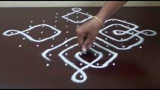 11 DOTS KOLAM  KAMBI CHIKKU KOLAM  SIMPLE KOLAM [upl. by Ylloh]