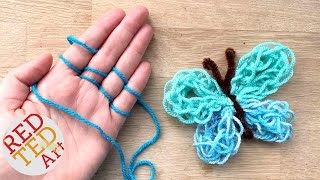 Easy Finger Knitting How To  DIY Yarn Butterfly [upl. by Ponzo243]