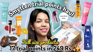 New Trials Pack Of Smytten ✨ New Haul 💙 Got 17 trial points 😍 in 249 full size products smytten [upl. by Timothy]