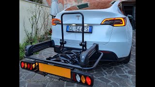 TESLA PORTASCI SNOWBOARD GANCIO TRAINO MODEL Y PERUZZO INSTINCT [upl. by Arfihs]