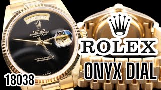 ROLEX DayDate “Onyx Dial” 36 mm Ref  18038 Luxury and Very Rare VINTAGE WATCHquotT Swiss Tquot [upl. by Besse740]