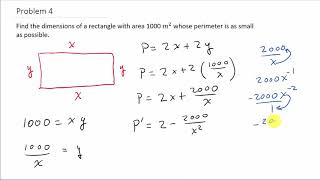 Optimization Find Smallest Perimeter of a Rectangle Given the Area [upl. by Katie]