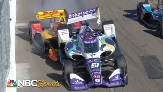 Romain Grosjean slams into Takuma Sato during IndyCar practice in St Pete  Motorsports on NBC [upl. by Zonda]