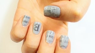 Tırnak Süsleme Sanatı  Kolay Gazete Baskılı Oje Deseni Basic Newspaper Nail Art [upl. by Moselle]