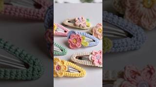 crochet hair clips  crochet clips tutorial crochet hairclip shorts shortvideo [upl. by Naujal]