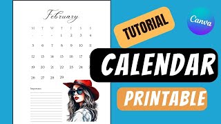 Calendar Tutorial Canva  Printable Calendar Monthly Calendar [upl. by Cibis161]