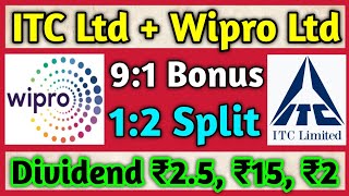 ITC Ltd  Wipro Ltd • Stocks Declared High Dividend Bonus amp Split With Ex Dates [upl. by Funch]