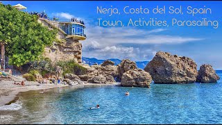 Nerja Costa del Sol Andalucia Spain  Town Activities Parasailing [upl. by Asirak869]