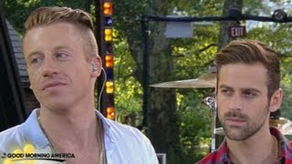 Macklemore and Ryan Lewis Interview 2013  MacklemoreGMA  Artists on 6 VMA Nods Upcoming Tour [upl. by Zetneuq]