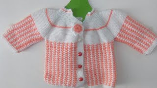 Tuto tricot brassièrecardigangilet bébé aux rangs raccourcis 06 mois part 22 [upl. by Anallij]