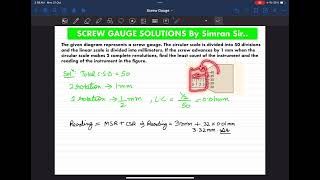 The given diagram represents a screw gauge The circular scale is divided into 50 divisions and the [upl. by Kosaka]