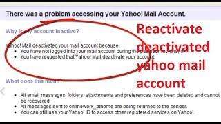 Reactivate deactivated yahoo mail account [upl. by Dirgis]