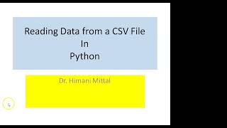 python for beginners Reading CSV file in Python [upl. by Haidabej]