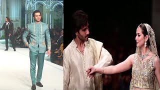 Emmad irfani  Hania amir with Feroz khan Hum  Bridal Couture Week [upl. by Enaffit]