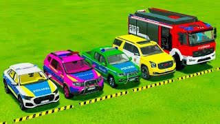 TRANSPORTING PIXAR CARS amp FRUITS WITH COLORED amp JOHN DEERE vs CLAAS vs TRACTORS  BeamNGdrive 983 [upl. by Pilihp975]