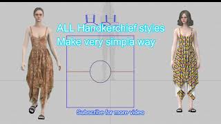 Easy to Make Handkerchief Pattern  Handkerchief Dress  CLO3d  2D Pattern [upl. by Lytsirhc748]