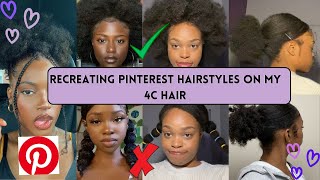 Recreating Pinterest hairstyles on my 4c hair [upl. by Hewett473]