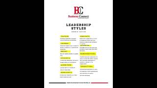 Leadership styles  Business Connect Magazine  leadership businessnews [upl. by Odnalro]