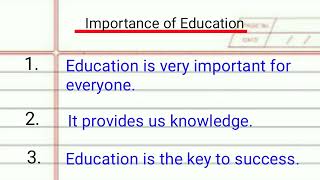 Essay on Importance of education  Essay  10 Lines Essay on Importance of Education In English [upl. by Brittnee]