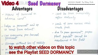 Advantages and Disadvantages of Seed Dormancy  Dormancy  Advantages and Disadvantages [upl. by Hedy]