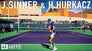 Jannik Sinner v Hubert Hurkacz  2023 IW Practice Court Level 4k 60fps [upl. by Tcideneb447]