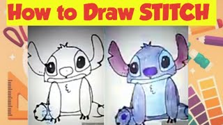 How to Draw Stitch drawing  Lilo and stitch  easy drawing [upl. by Ettelliw]