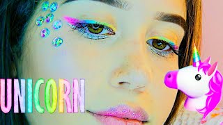 MAQUIAGEM UNICORNIO🦄  DELINEADO ARCO  ÍRIS 🌈 Unicorn Makeup  Rainbow Outline [upl. by Flem]