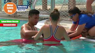 Gaithersburg Lifeguards Demonstrate Spinal Rescue Water Backboarding [upl. by Dillie]