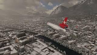 Innsbruck Airport Runway 26 Landing SWISS MD11［MSFS2020］ [upl. by Akemak]